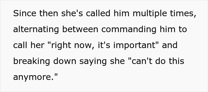 Text post describing a MIL calling repeatedly, switching between commanding and breaking down. Text post describing a MIL calling repeatedly, switching between commanding and breaking down.