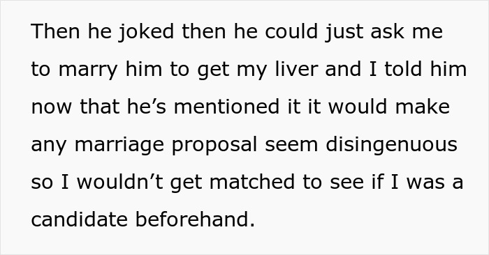 Guy Expects GF Of 8 Months To Donate Part Of Her Liver, Jokes He'll Marry Her Just To Get The Organ Guy Expects GF Of 8 Months To Donate Part Of Her Liver, Jokes He'll Marry Her Just To Get The Organ