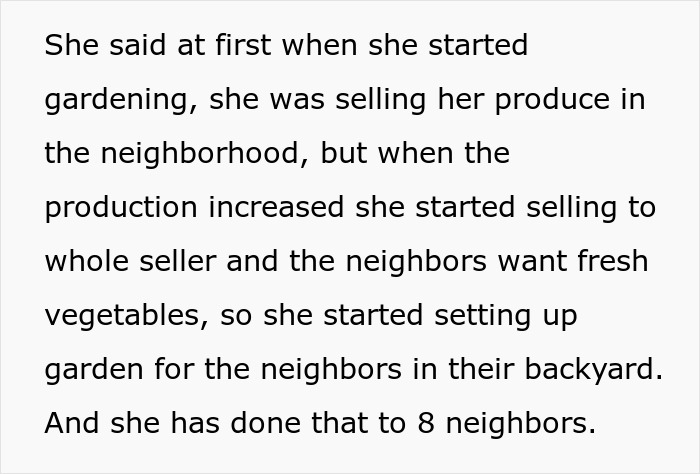The wife hid money for months, then started selling produce and setting up gardens for neighbors. The wife hid money for months, then started selling produce and setting up gardens for neighbors.