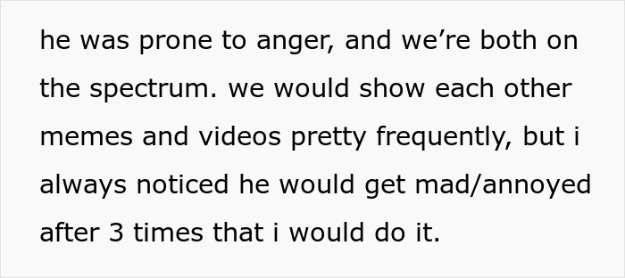 Text post explaining anger issues and reaction to memes related to obsession