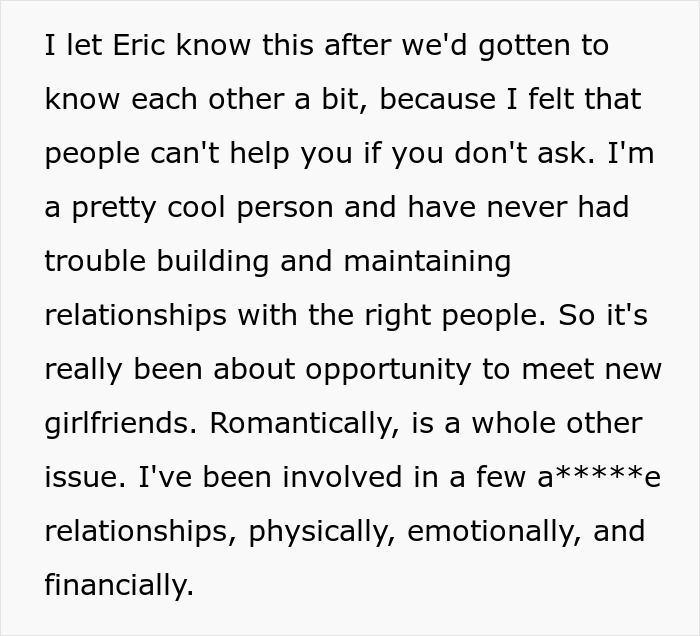 Text detailing building relationships, and dealing with a friend's suggestion of a hot GF and weight-loss coach. Text detailing building relationships, and dealing with a friend's suggestion of a hot GF and weight-loss coach.