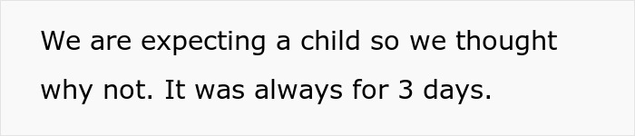 Screenshot of text detailing a couple expecting a child, discussing their temporary babysitting arrangement. Screenshot of text detailing a couple expecting a child, discussing their temporary babysitting arrangement.
