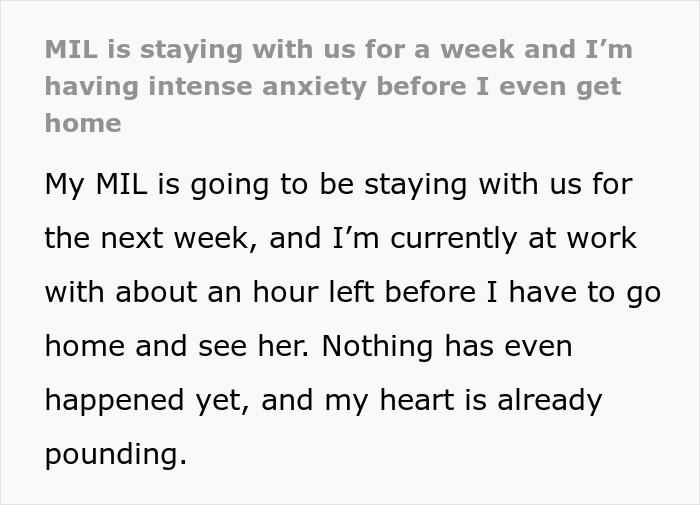 Woman Starts Getting Anxiety Before Insufferable MIL Even Arrives And It Wasn’t For Nothing Woman Starts Getting Anxiety Before Insufferable MIL Even Arrives And It Wasn’t For Nothing