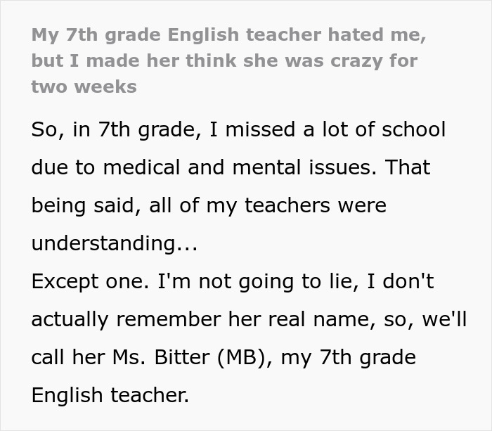Screenshot of text describing a student's challenging relationship with her teacher. Screenshot of text describing a student's challenging relationship with her teacher.