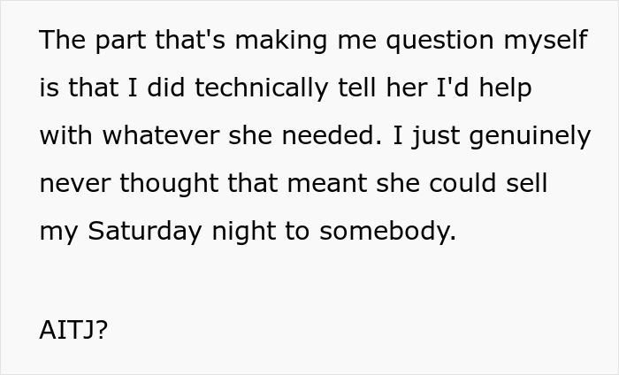Text about misunderstanding babysitting arrangement for school fundraiser