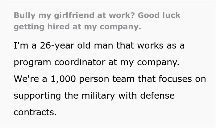 Guy Watches GF’s Coworker Make Her Life Miserable, Takes Revenge As Her Résumé Lands At His Company Guy Watches GF’s Coworker Make Her Life Miserable, Takes Revenge As Her Résumé Lands At His Company