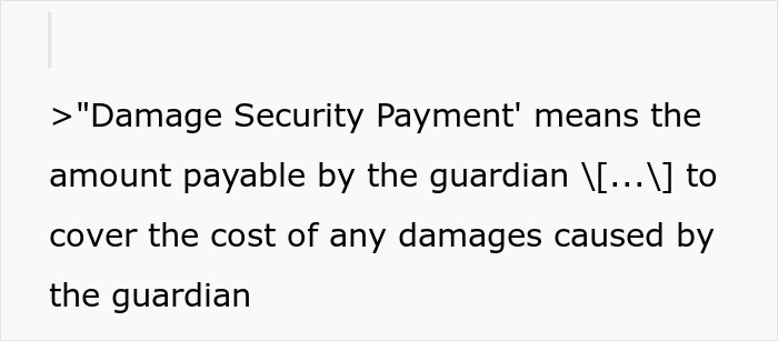 Text defining 'Damage Security Payment' as it relates to a landlord's deposit refusal. Text defining 'Damage Security Payment' as it relates to a landlord's deposit refusal.