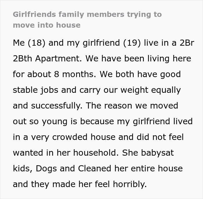 Guy Gets An Apartment So Girlfriend Can Escape Her Chaotic Family, She Almost Ruins Everything Guy Gets An Apartment So Girlfriend Can Escape Her Chaotic Family, She Almost Ruins Everything