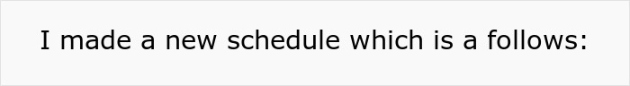 Text stating a new schedule has been made Text stating a new schedule has been made