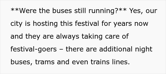 GF's update: the user confirms that buses were still running for the drunk women. GF's update: the user confirms that buses were still running for the drunk women.
