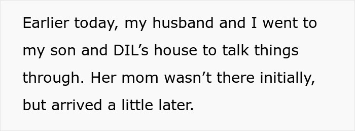 Black text on a light gray background about visiting the son and DIL's house. Black text on a light gray background about visiting the son and DIL's house.