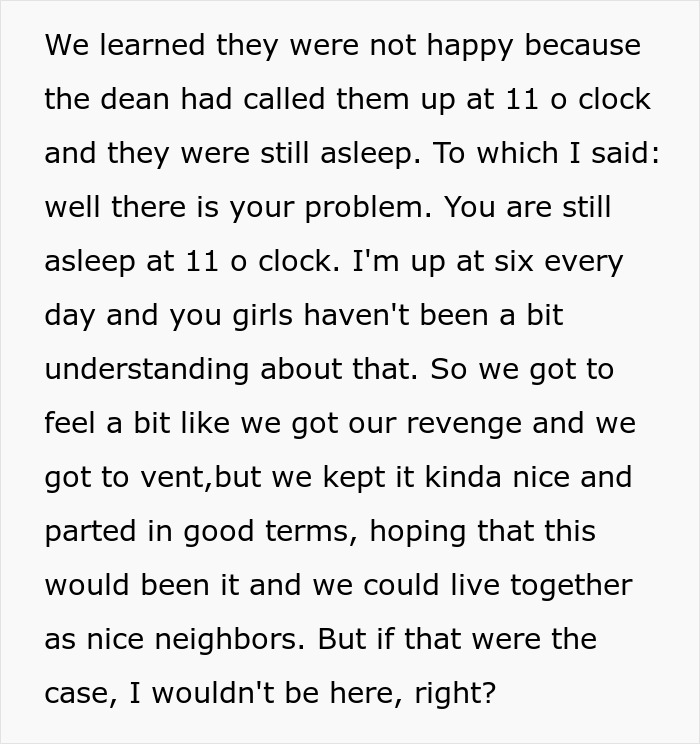 Students parties: Fed up neighbor gets revenge on students by complaining to the dean about their loud parties. Students parties: Fed up neighbor gets revenge on students by complaining to the dean about their loud parties.