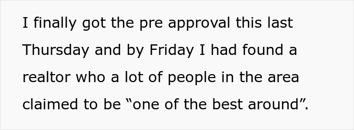 Screenshot of text where a man found a realtor who was highly recommended. Screenshot of text where a man found a realtor who was highly recommended.
