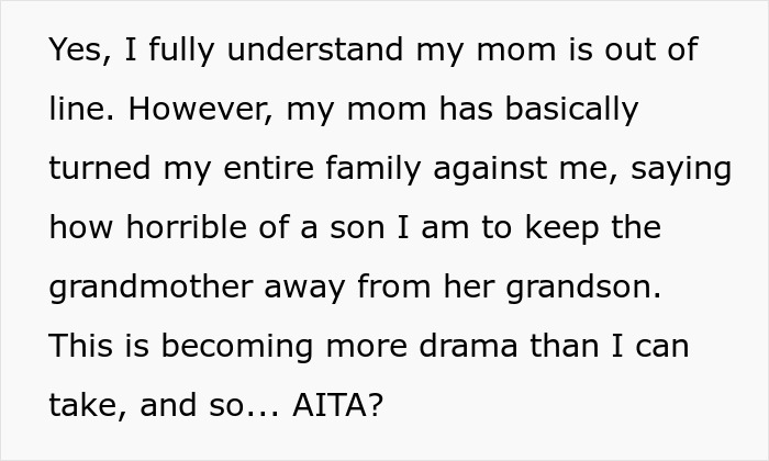 Text about family drama over grandmother meeting grandson Text about family drama over grandmother meeting grandson