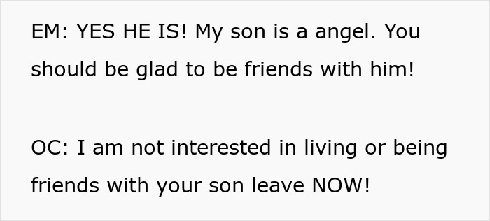 Conversation about mom defending son and roommates rejecting friendship over New York trip