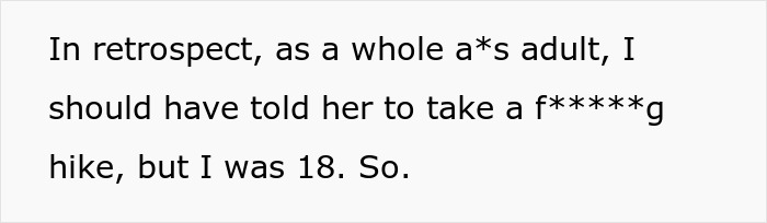 Text block reflecting on how the author should have told the fake friend to take a hike