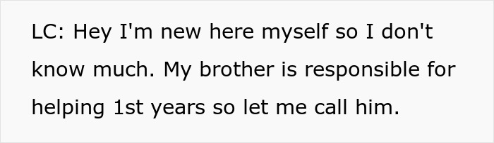 Text showing a little cousin explaining he is new and calling for help