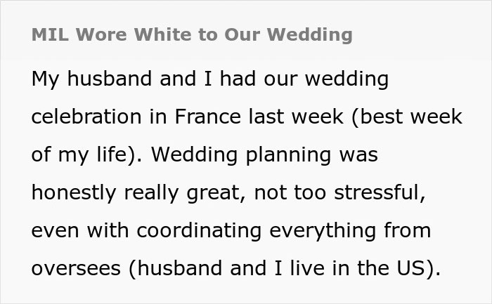 MIL Hides What She's Going To Wear To Wedding, Comes Out With Something Scandalous