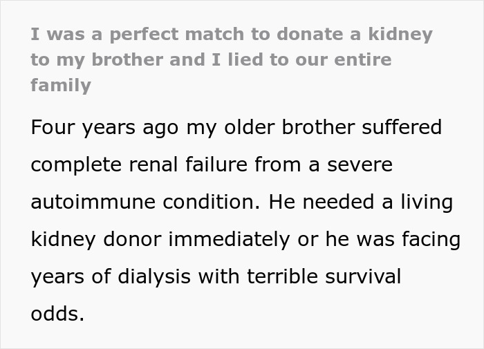 Siblings Asks Doctor To Lie To Family Because The Thought Of Donating Their Kidney Makes Them "Sick"