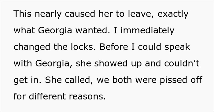 Text about the daughter being locked out after a cruel stunt to scare off dad's girlfriend. Text about the daughter being locked out after a cruel stunt to scare off dad's girlfriend.