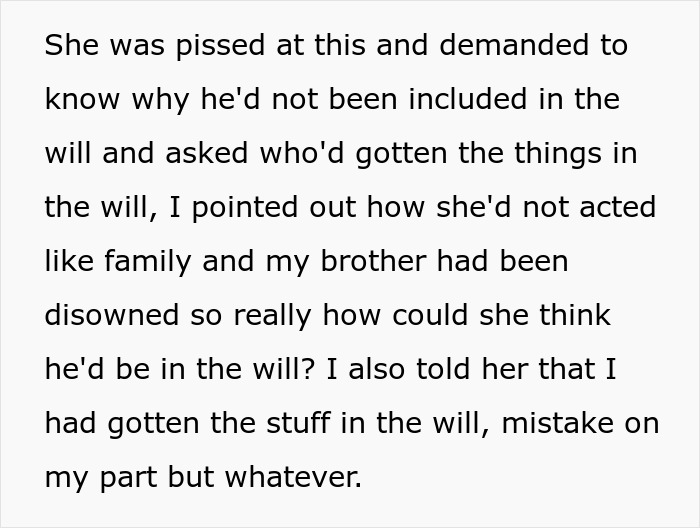 Text snippet showing an ex-girlfriend's anger and demand for inheritance, pointing to inheritance drama. Text snippet showing an ex-girlfriend's anger and demand for inheritance, pointing to inheritance drama.