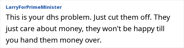 A comment suggesting a woman cut off her MIL who only cares about money. A comment suggesting a woman cut off her MIL who only cares about money.