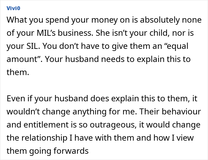 A screenshot showing a comment from Vivi0 about a MIL finally revealing why shes angry. It discusses money and family relationships. A screenshot showing a comment from Vivi0 about a MIL finally revealing why shes angry. It discusses money and family relationships.
