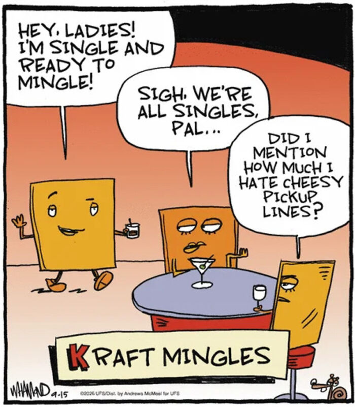 Kraft mingles comic with witty dialogue on cheesy pickup lines by Dave Whamond