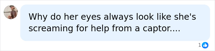 Comment about Bianca Censori's eyes looking like screaming for help
