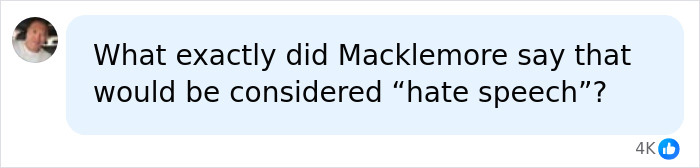 A social media comment questioning Macklemore's removal from Ed Sheeran tour due to a billionaire's alleged influence.