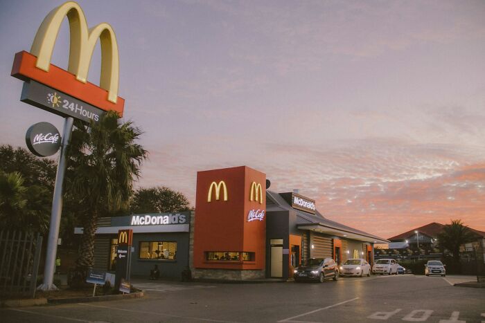 A McDonald's restaurant exterior, where some strange patients might go before medical visits.