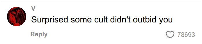 Social media comment joking about a cult outbidding the buyer of a ghost town Social media comment joking about a cult outbidding the buyer of a ghost town