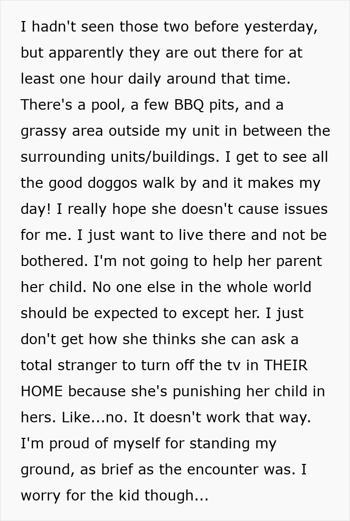 Entitled Woman Grounds 6YO Son, Demands Neighbor Turn Off Her TV So Kid Can't Secretly Watch It Entitled Woman Grounds 6YO Son, Demands Neighbor Turn Off Her TV So Kid Can't Secretly Watch It