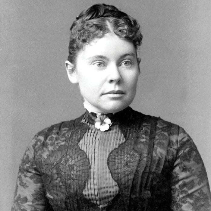Historical portrait of the disturbing criminal Lizzie Borden looking to the side. Historical portrait of the disturbing criminal Lizzie Borden looking to the side.