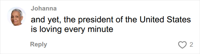 A comment from Johanna about the Chinese Nostradamus predictions, saying the president of the United States is loving every minute, regarding 2027.