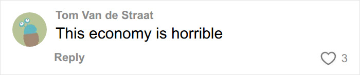 A comment by Tom Van de Straat stating, This economy is horrible, related to Chinese Nostradamus predictions for 2027.