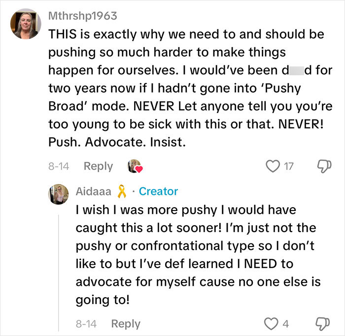 A social media interaction on a rare cancer diagnosis, where a woman's ears won't pop after her flight. A social media interaction on a rare cancer diagnosis, where a woman's ears won't pop after her flight.