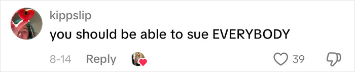 A social media comment from kippslip suggesting legal action after a woman's altitude sickness turned out to be rare cancer. A social media comment from kippslip suggesting legal action after a woman's altitude sickness turned out to be rare cancer.
