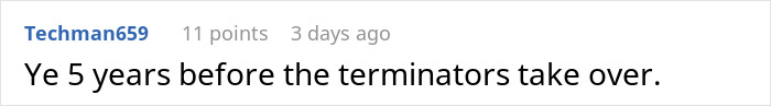 Comment referencing terminators and viral man vs robot fight