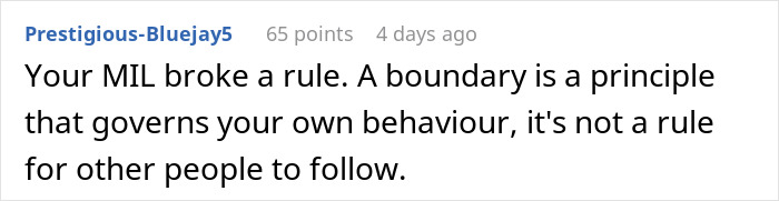 Comment on MIL boundary rules, explaining principles for handling grandkids and family. Comment on MIL boundary rules, explaining principles for handling grandkids and family.