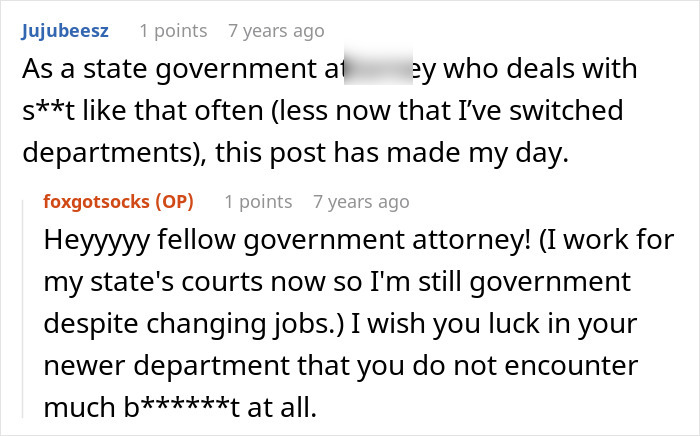 A comment from Jujubeez relating to working as a government attorney and dealing with similar employee issues. A comment from Jujubeez relating to working as a government attorney and dealing with similar employee issues.
