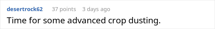 Workplace policy on team areas prompts humorous crop dusting joke
