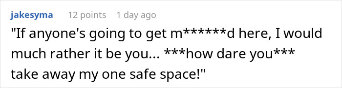 A screenshot of a comment expressing anger over a breakup spot being shut down. A screenshot of a comment expressing anger over a breakup spot being shut down.