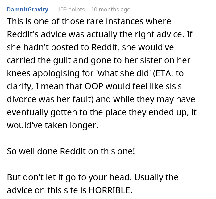 Reddit post comment about receiving advice online regarding a sister who gives brother part of her liver. Reddit post comment about receiving advice online regarding a sister who gives brother part of her liver.