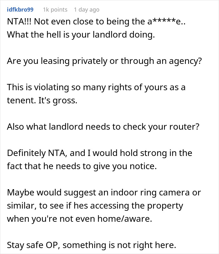 Creepy Landlord Allows Himself Way Too Much And Calls His Tenant Dramatic For Feeling Uncomfortable