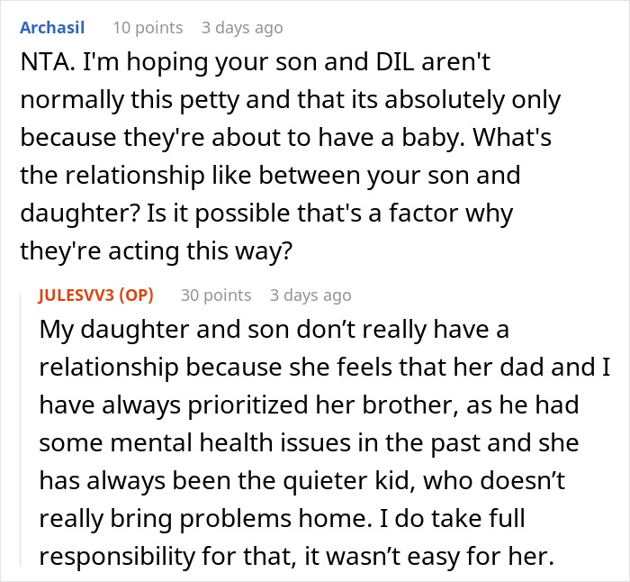 Online comment explaining a sibling relationship dynamic and a mother-in-law decision Online comment explaining a sibling relationship dynamic and a mother-in-law decision