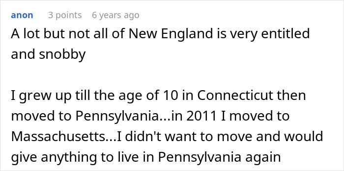 Comment on New England entitlement related to son roommates