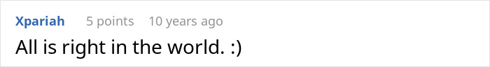 A short internet comment saying all is right in the world regarding a silly credit card thief case.