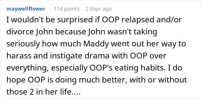 A comment expressing concern for a woman's well-being after years of insults from her adult stepdaughter. A comment expressing concern for a woman's well-being after years of insults from her adult stepdaughter.