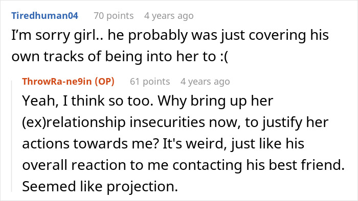 A screenshot of a comment section, with a user agreeing about the GF's BF being mean for forcing her to drive drunk women. A screenshot of a comment section, with a user agreeing about the GF's BF being mean for forcing her to drive drunk women.